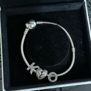 Pandora heart chain bracelet & charms